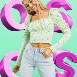 ASOS puffy sleeve, square neck milkmaid-style top